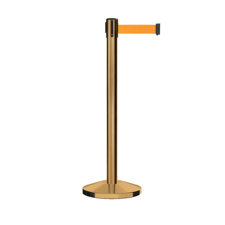 MONTOUR LINE Stanchion Belt Barrier Sat.Brass Post 11ft. Fl.Org Belt M630-SB-FOR-110